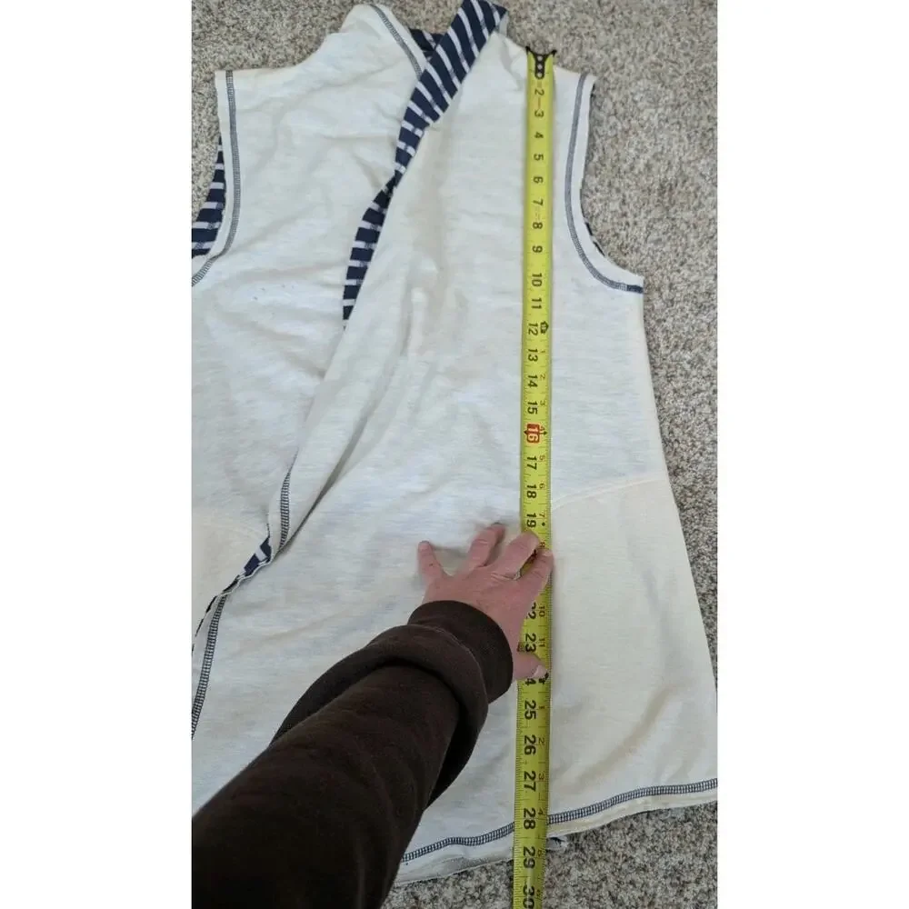 Matilda Jane Women's Full Moon Reversible Vest Navy Blue Cream Stripe Size Large